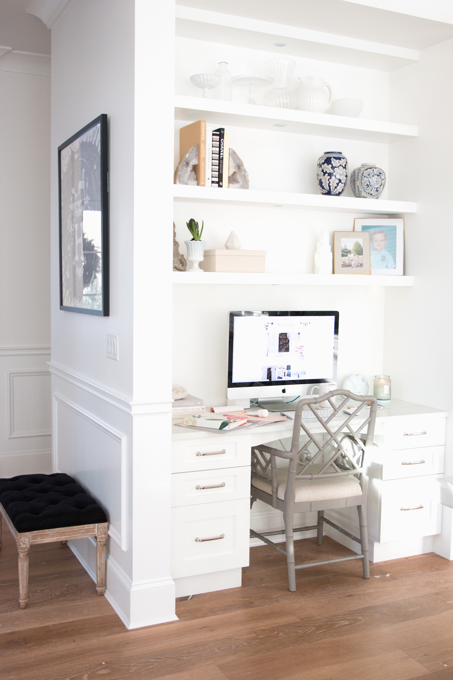 office space in white kitchen 