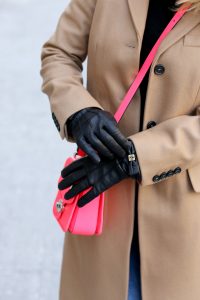 Tory Burch Leather Gloves Neon Pink Coach