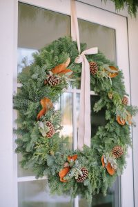 wreath with magnolia front door