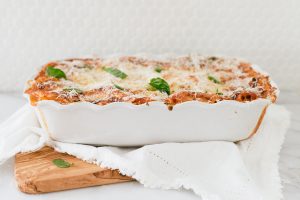 vegetarian lasagna on cutting board