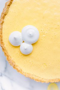 Lemon meringue tart with dollops of meringue
