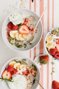 oats with strawberries and a banana