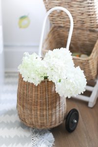 small wicker basket with flowers