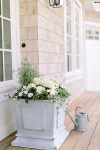 white planter box on porch