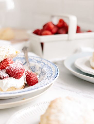 cornmeal shortcakes with raspberries and whipped cream