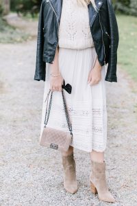details on white skirt and booties