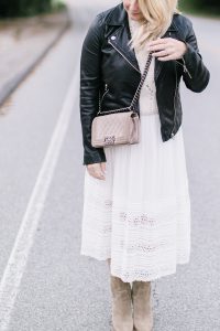 white lace dress detail sued booties