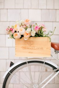 flowers in box on back of bike
