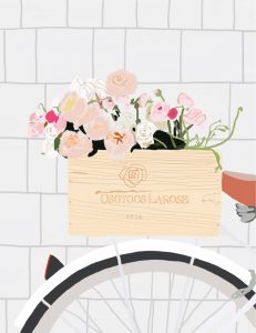 digital print of flowers on a bike