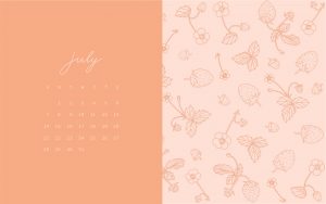 July Desktop Calendar-Peach