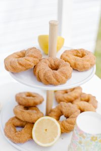 two-tier donut display with lemons