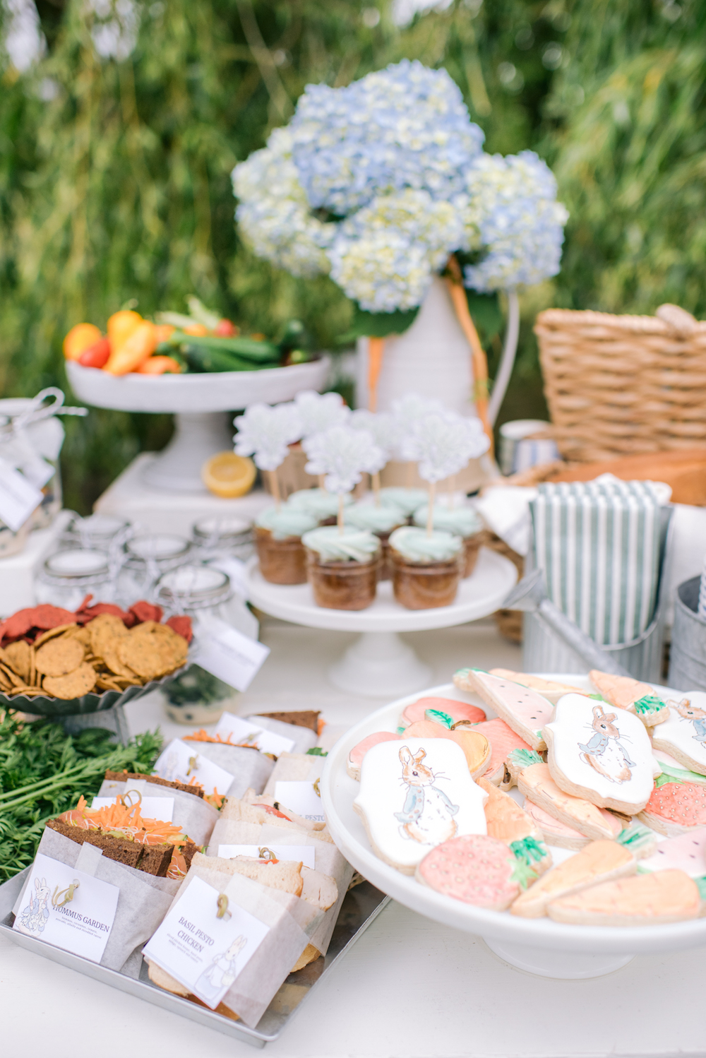 peter rabbit themed table of treats