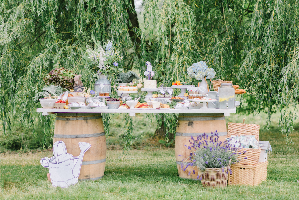 Peter rabbit outdoor party food table