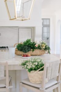 Kitchen Island with Basket of Flowers