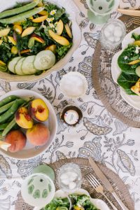 Peaches, Peas, and Plated Garden Salad