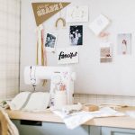 Mood Board, Sewing Machine, and Fabric